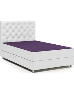 Кровать Шармэль 140 фиолетовая рогожка и белая экокожа Шарм-дизайн