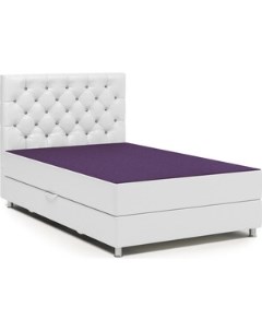 Кровать Шармэль Люкс 140 фиолетовая рогожка и белая экокожа Шарм-дизайн