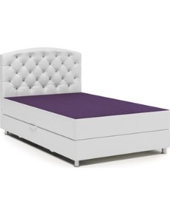 Кровать Премиум Люкс 140 фиолетовая рогожка и белая экокожа Шарм-дизайн
