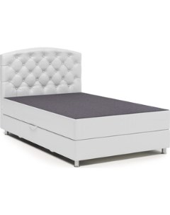 Кровать Премиум 140 серая рогожка и белая экокожа Шарм-дизайн