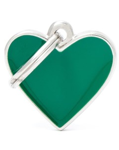 Адресник basic handmade Сердце зеленый маленький My family