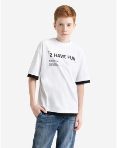 Белая футболка с принтом to have fun для мальчика Gloria jeans