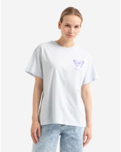 Голубая футболка oversize с бабочкой Gloria jeans