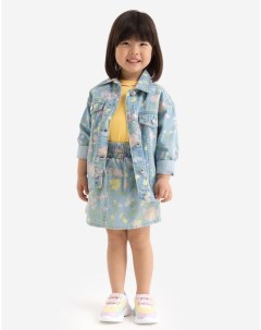 Джинсовая куртка oversize с цветочным принтом для девочки Gloria jeans