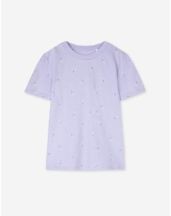 Сиреневая футболка с цветочным принтом для девочки Gloria jeans