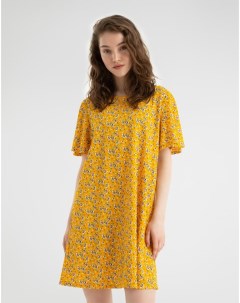 Желтое платье мини с цветочным принтом Gloria jeans