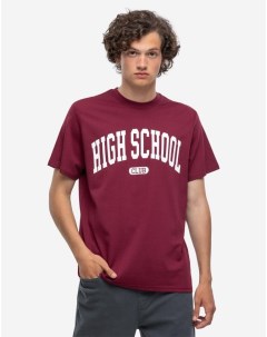 Бордовая футболка с принтом Hight school club Gloria jeans