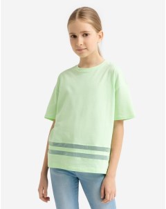 Светло зеленая футболка oversize с сетчатыми вставками для девочки Gloria jeans