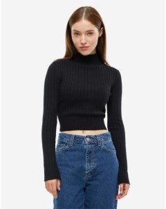Черная укороченная водолазка в рубчик Gloria jeans