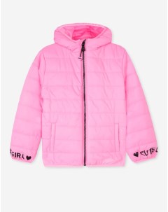 Розовая утепленная куртка с надписями для девочки Gloria jeans