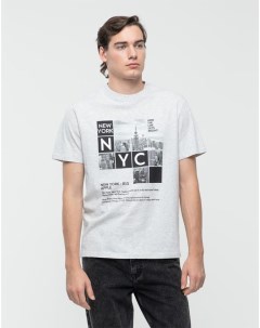 Серая меланжевая футболка с принтом New York Gloria jeans