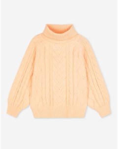Оранжевый свитер oversize с косами для девочки Gloria jeans