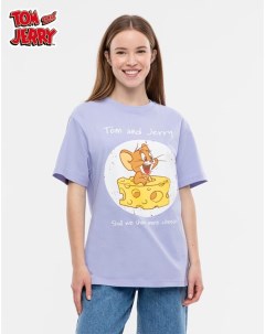 Голубая футболка oversize с принтом Tom and Jerry Gloria jeans