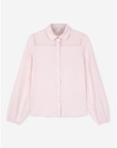 Розовая школьная блузка с прозрачной кокеткой для девочки Gloria jeans