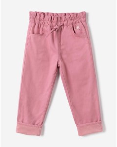 Розовые утепленные брюки Paperbag с вышивкой для девочки Gloria jeans