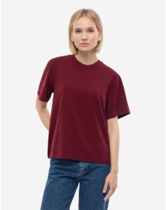 Бордовая базовая футболка Loose straight с нашивкой Gloria jeans