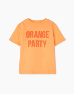 Оранжевая футболка с надписью Orange party для мальчика Gloria jeans