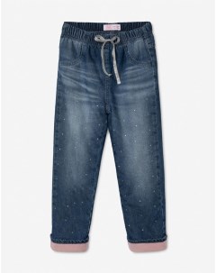 Утепленные джинсы Straight со стразами для девочки Gloria jeans