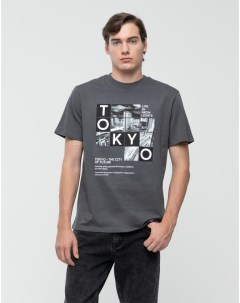 Темно серая футболка с урбанистическим принтом Tokyo Gloria jeans