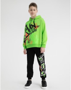 Черные спортивные брюки Jogger с граффити принтом для мальчика Gloria jeans