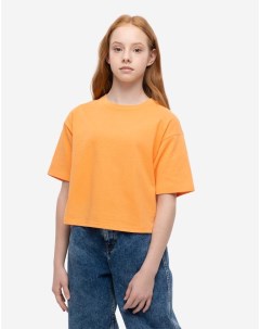 Оранжевая базовая футболка oversize для девочки Gloria jeans