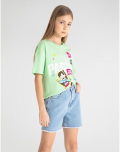 Джинсовые шорты бермуды со стразами и бахромой для девочки Gloria jeans