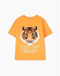 Оранжевая футболка с тигром для мальчика Gloria jeans