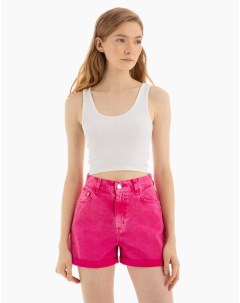 Розовые джинсовые шорты Baggy с подворотами Gloria jeans