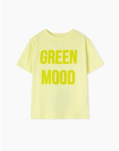 Светло зеленая футболка с надписью Green mood для мальчика Gloria jeans