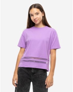 Фиолетовая футболка oversize с сетчатыми вставками для девочки Gloria jeans