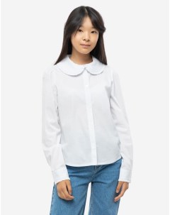 Белая школьная рубашка с круглым воротником для девочки Gloria jeans