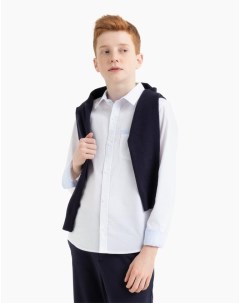 Белая школьная рубашка с карманом для мальчика Gloria jeans