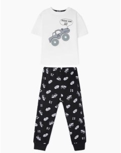 Молочная пижама с машинками для мальчика Gloria jeans