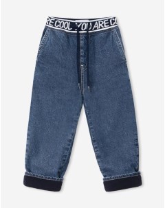 Утепленные джинсы Straight с принтом для мальчика Gloria jeans