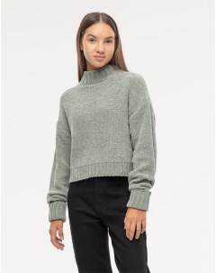 Хаки укороченный свитер из велюра для девочки Gloria jeans