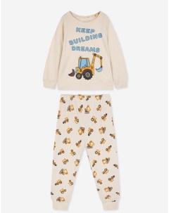 Бежевая пижама с трактором для мальчика Gloria jeans