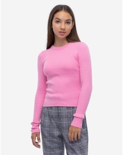 Розовый базовый джемпер в рубчик для девочки Gloria jeans