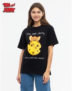 Черная футболка Oversize из коллекции Tom and Jerry Gloria jeans
