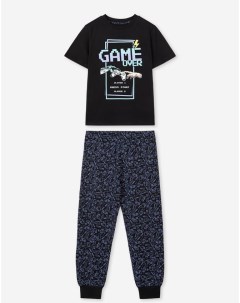 Темно синяя пижама с принтом Game over для мальчика Gloria jeans