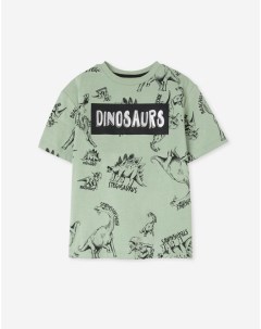 Хаки футболка с динозаврами для мальчика Gloria jeans