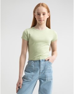 Фисташковая базовая футболка для девочки Gloria jeans
