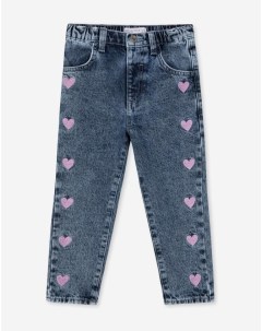 Джинсы Loose с сердечками для девочки Gloria jeans