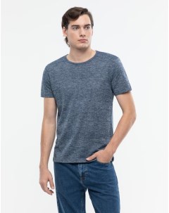 Темно синяя базовая футболка Slim из вязаного трикотажа мужская Gloria jeans