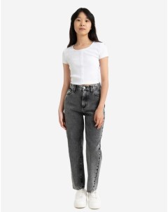Серые джинсы Slim Tapered с высокой талией для девочки Gloria jeans