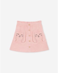 Розовая вельветовая юбка в рубчик с аппликацией для девочки Gloria jeans