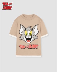 Бежевая футболка с принтом Tom and Jerry для мальчика Gloria jeans