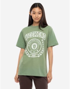 Зеленая футболка oversize с принтом Weekend Gloria jeans