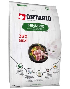 Корм для кошек с чувствительным пищеварением с уткой и ягненком 2 кг Ontario