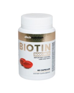 Биотин 5000 мкг 60 мягких капсул Витамины и добавки A tech nutrition