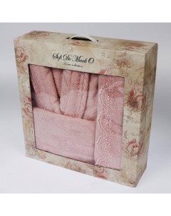 Комплект халат и 2 полотенца Linda розовый Sofi de marko
